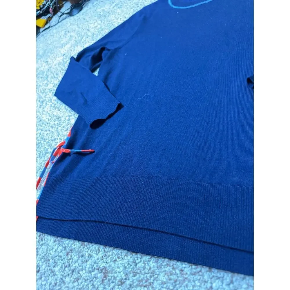 J. CREW Navy Blue, Side tie sweater, Size Medium, 100% Merino Wool